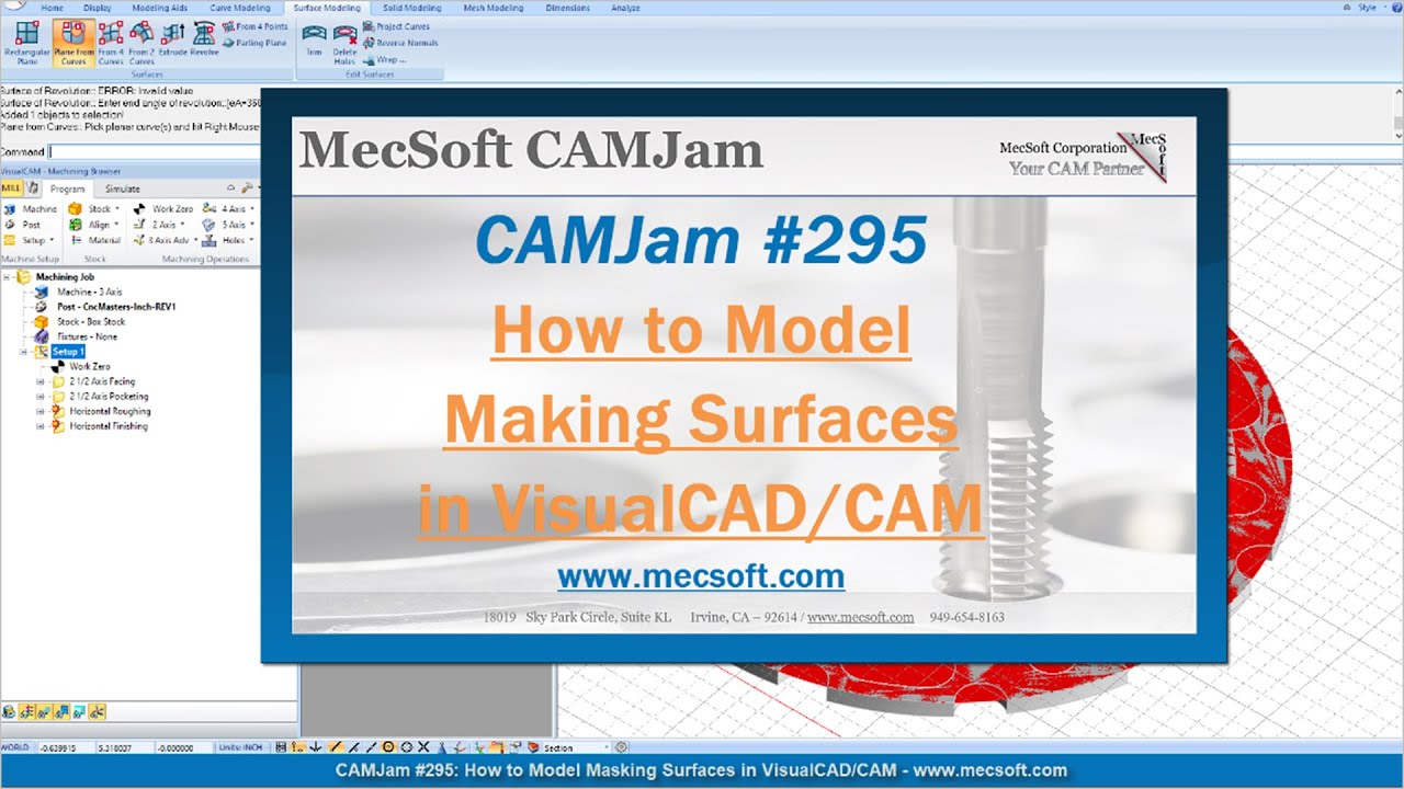 MecSoft's tweet card. How to Model Masking Surfaces in VisualCADCAM