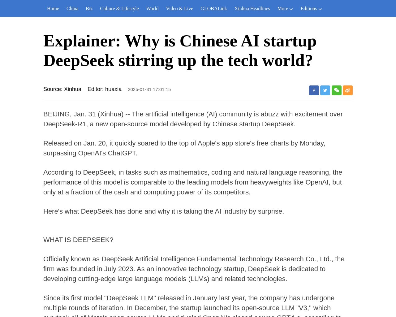 managetech_inc's tweet card. DeepSeekが開発したディープラーニングモデルDeepSeek-R1が話題に DeepSeekは2023年