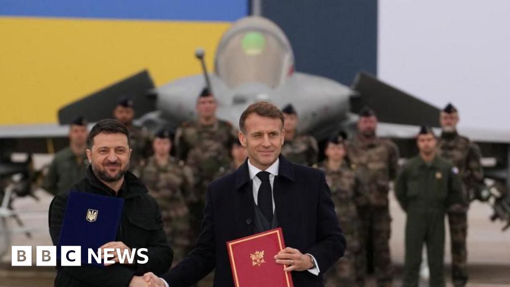 BBCNews's tweet card. President Volodymyr Zelensky hails a "historic" deal aimed at boosting Ukraine's defences against deadly Russian air attacks.