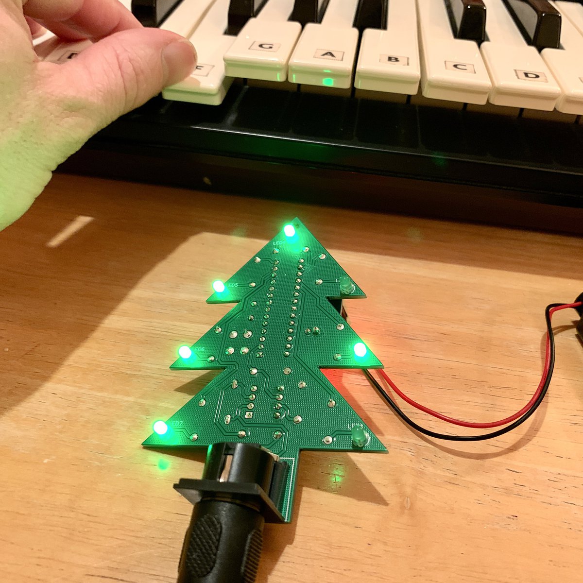 tindie's tweet card. MIDI Christmas Tree Green LED Fun PCB Kit