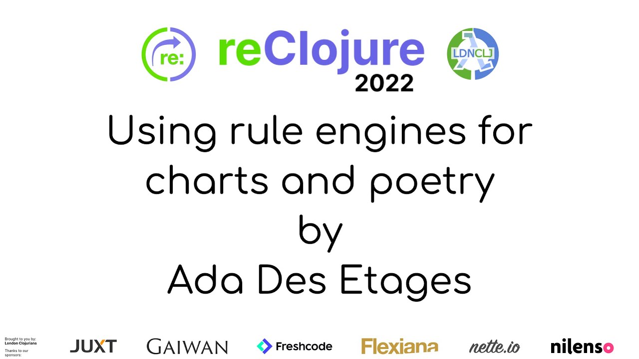reClojure's tweet card. Using rule engines for charts and poetry (by Ada Des Etages)