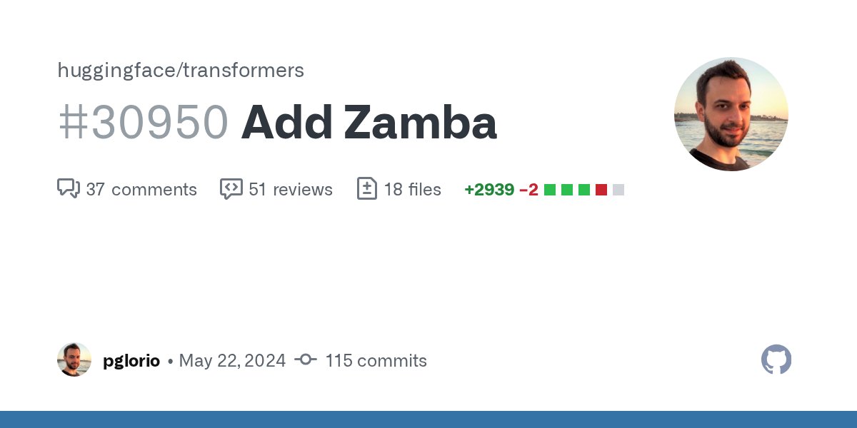 QuentinAnthon15's tweet card. What does this PR do? Please include support for Zamba architecture created by Zyphra Technologies. Before submitting This PR fixes a typo or improves the docs (you can dismiss the other checks i...