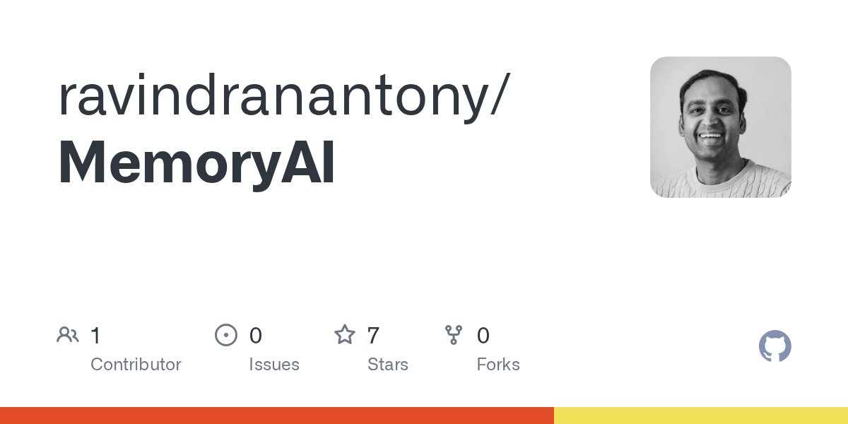 senthazalravi's tweet card. Contribute to ravindranantony/MemoryAI development by creating an account on GitHub.