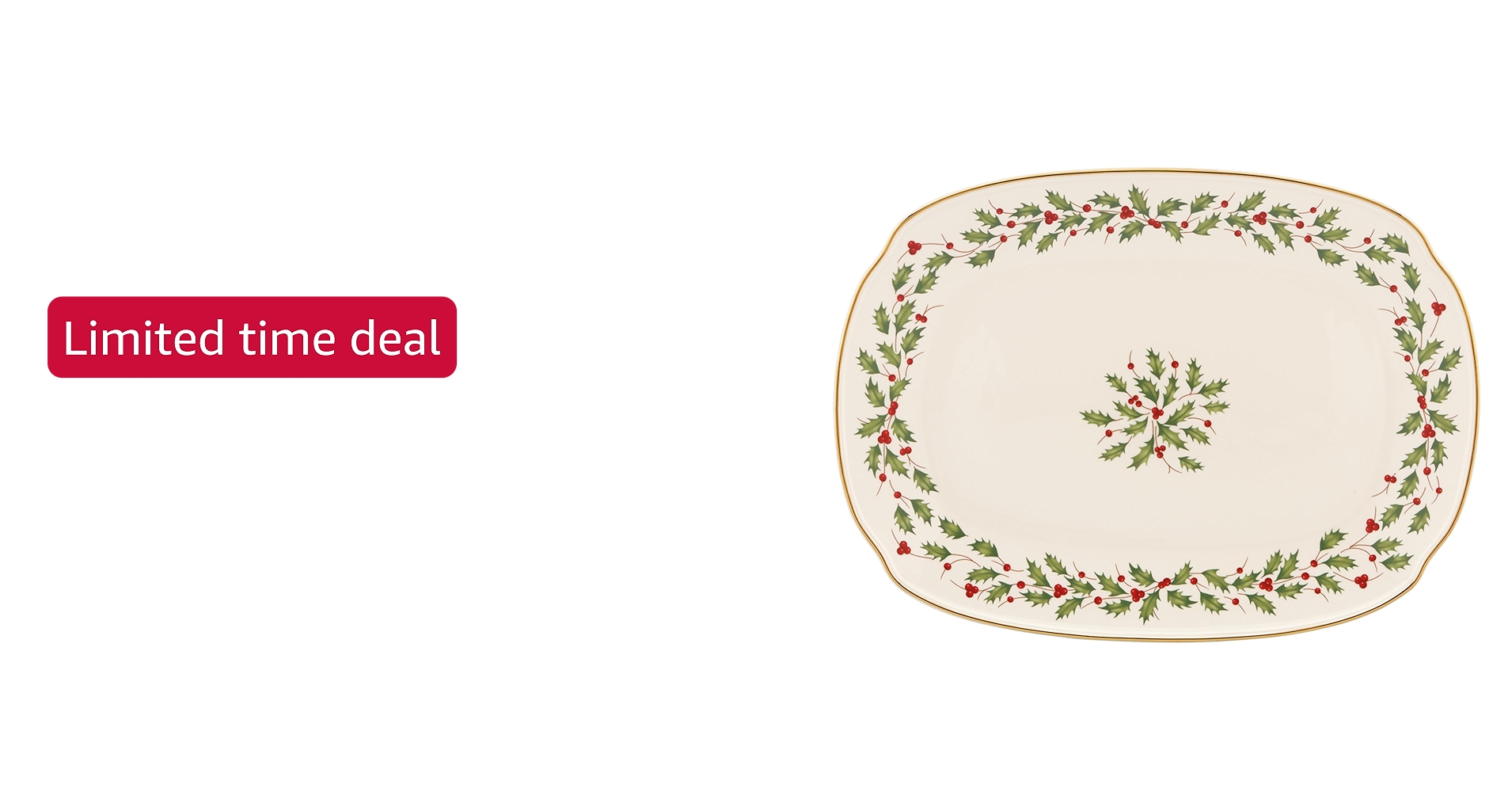 AryDesignTumble's tweet card. This spacious Holiday serving platter includes elegant 24-karat gold accents and is framed in a holly motif with a beautiful wreath at the center. It's perfect for serving appetizers, large meals or...
