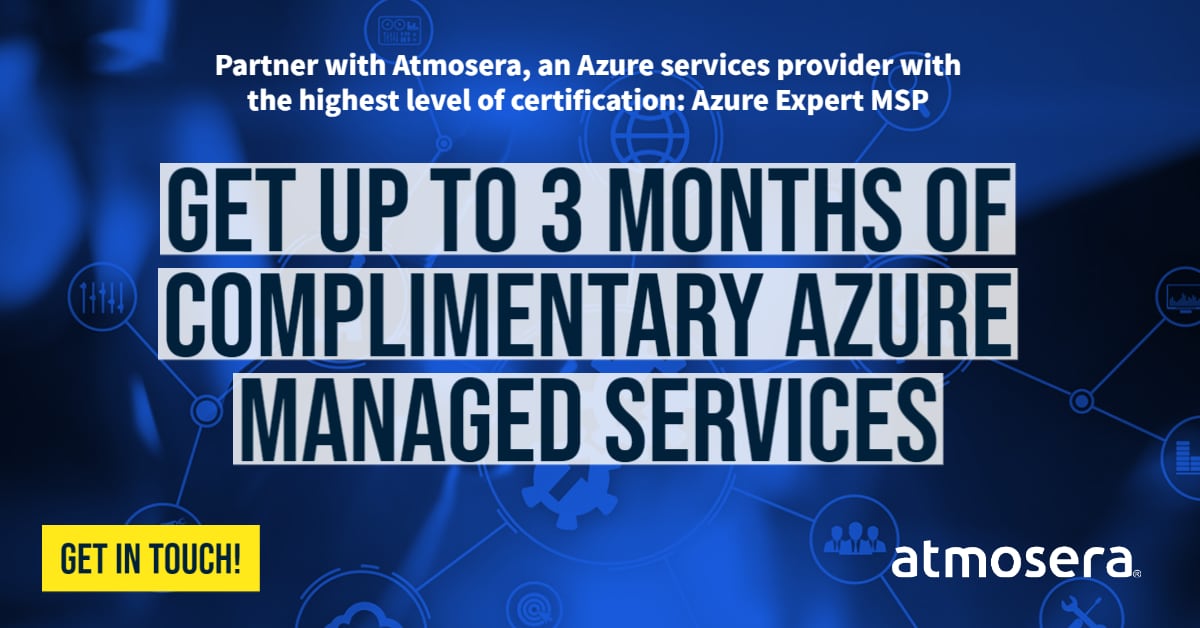 Atmosera's tweet card. Free Azure Managed Services Offer
