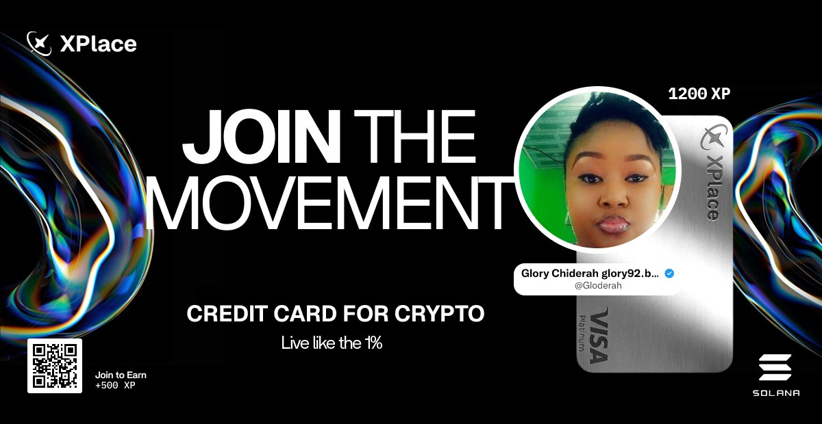 Gloderah's tweet card. Join the waitlist for XPlace and get your first 500XP. The easiest way to trade, spend and borrow onchain.