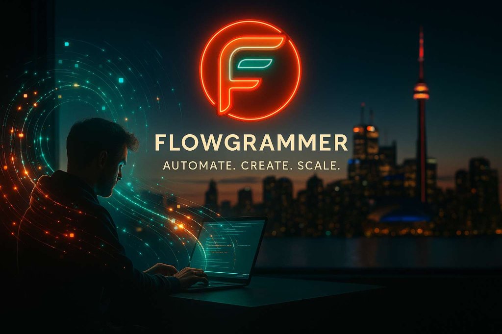 StartupCoach_CA's tweet card. Flowgrammer builds intelligent workflows and real-time systems that accelerate revenue, reduce inefficiency, and deliver measurable impact.