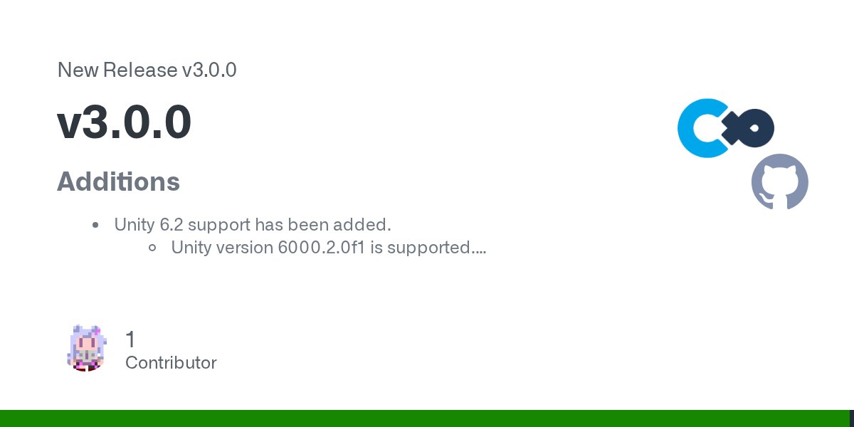 vins_cluster's tweet card. Additions Unity 6.2 support has been added. Unity version 6000.2.0f1 is supported. Changes Package dependencies are updated accordingly for Unity 6.2 projects. Creator Kit v3.0.0 and later u...