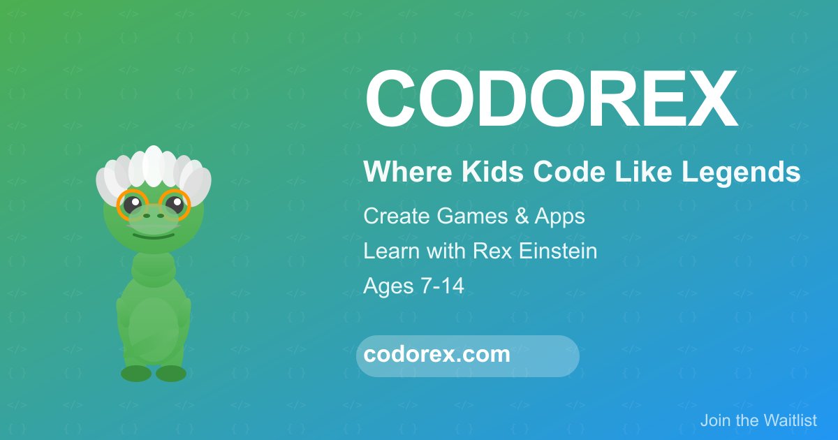 victorantos's tweet card. A fun, engaging coding platform where kids ages 7-14 create games and apps. Learn with Rex, our friendly dinosaur guide!