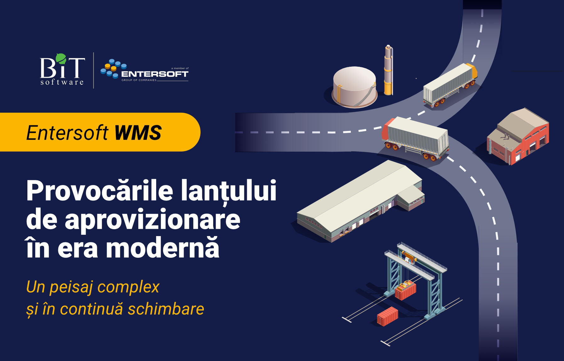 BITSoftware's tweet card. Descoperiți provocările complexe ale lanțului de aprovizionare modern și cum pot tehnologiile avansate să transforme aceste obstacole în oportunități pentru companii.