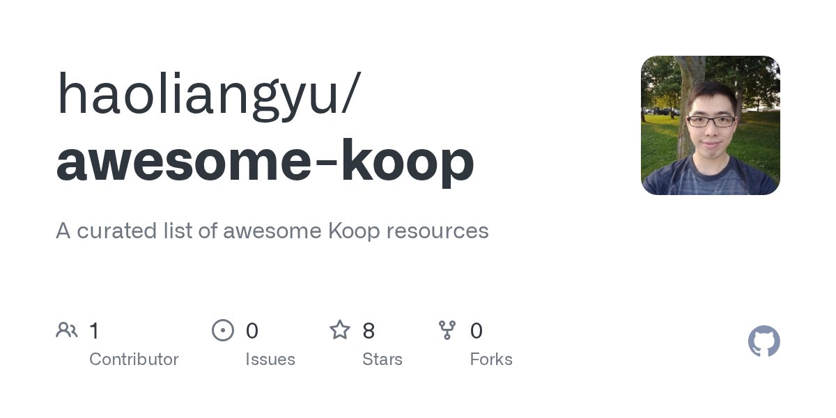 haoliang_yu's tweet card. A curated list of awesome Koop resources. Contribute to haoliangyu/awesome-koop development by creating an account on GitHub.