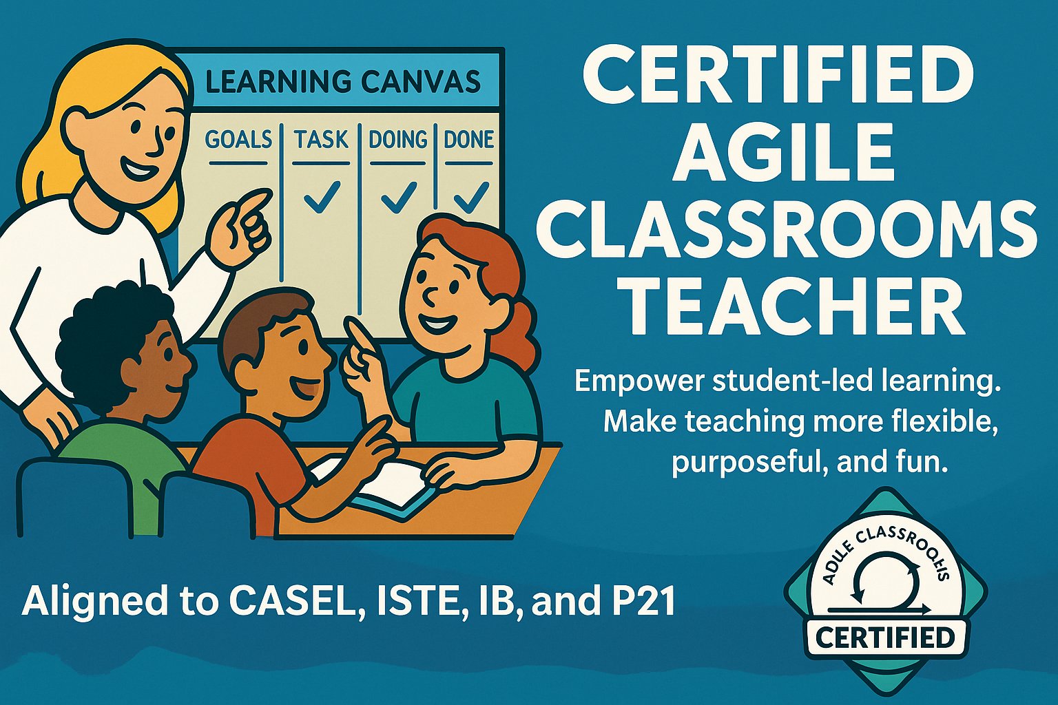 AgileClassrooms's tweet card. Become a Certified Agile Classrooms Teacher. Learn how to support project-based learning, CTE, and 21st-century skills with classroom-ready routines aligned to CASEL, IB, ISTE, and PBL frameworks....