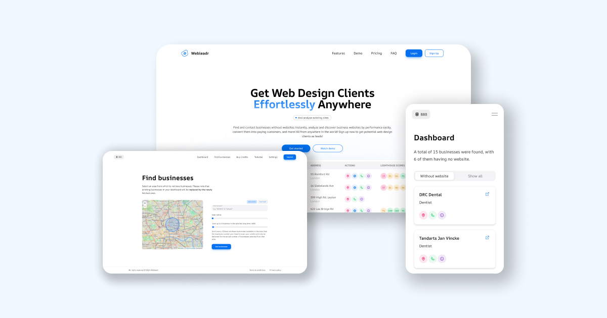 webdevamin's tweet card. Struggling to get web design leads? Use Webleadr to instantly discover them, as well as businesses without websites near you and around the world.
