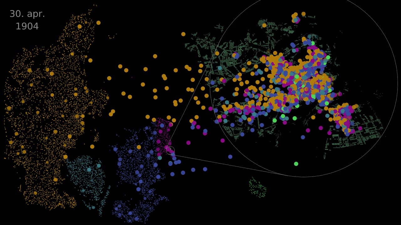 hack4dk's tweet card. Moving to Copenhagen anno 1890-1923 - audio- and visualization