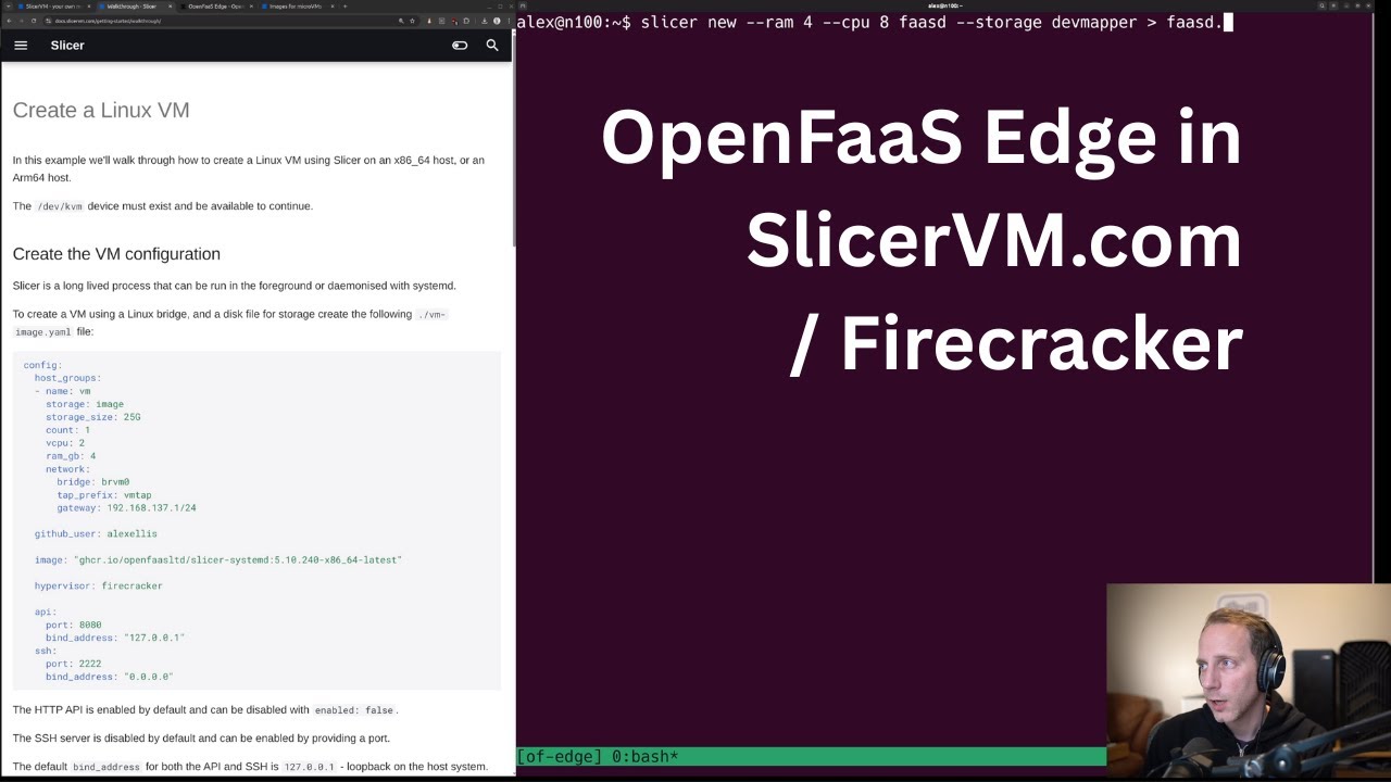 alexellisuk's tweet card. OpenFaaS Edge in SlicerVM.com / Firecracker