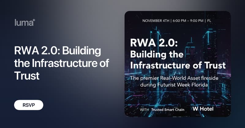 TrustedSociety's tweet card. As tokenization accelerates, Real-World Assets (RWAs) are becoming the cornerstone of the next financial revolution. Join leaders from Securitize, Polymath,…