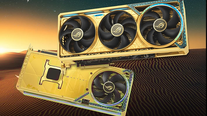CyberTechWare's tweet card. This golden ASUS ROG GeForce RTX 5090 is even more expensive than you'd expect.