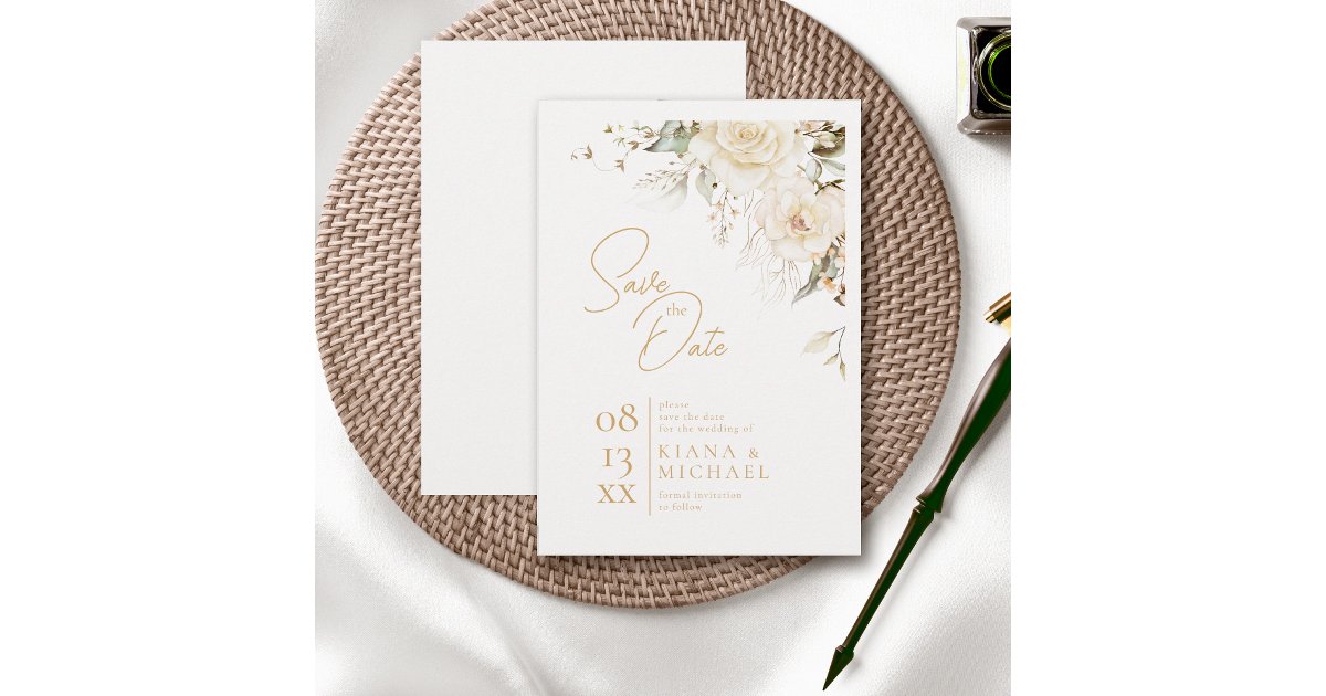 ArrayStores's tweet card. The elegant 'Save the Date' card shown here provides a template to easily add your own names, wedding date and event info. This design suite features soft pearl and blush watercolor florals accented...