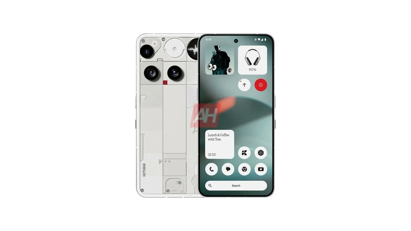 BlogNT's tweet card. Les rendus dévoilés du Nothing Phone (3) confirment un design transparent, une caméra périscope 50 MP décalée, la Glyph Matrix, Snapdragon 8s Gen 4 et une batterie de 5 150 mAh. Polarisant mais...