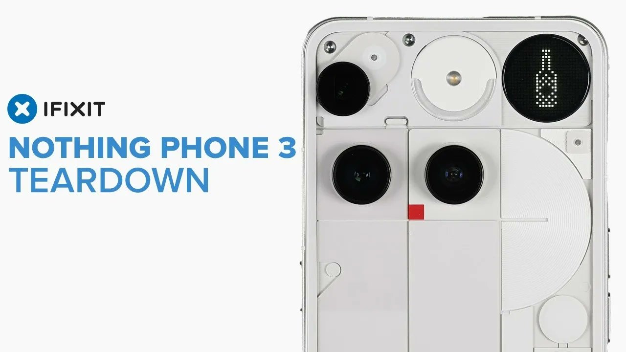 BlogNT's tweet card. Le Nothing Phone (3) impressionne par son design, mais déçoit côté réparabilité. iFixit lui attribue un score de 3/10, pointant une conception anti-réparation et l’absence de pièces officielles.