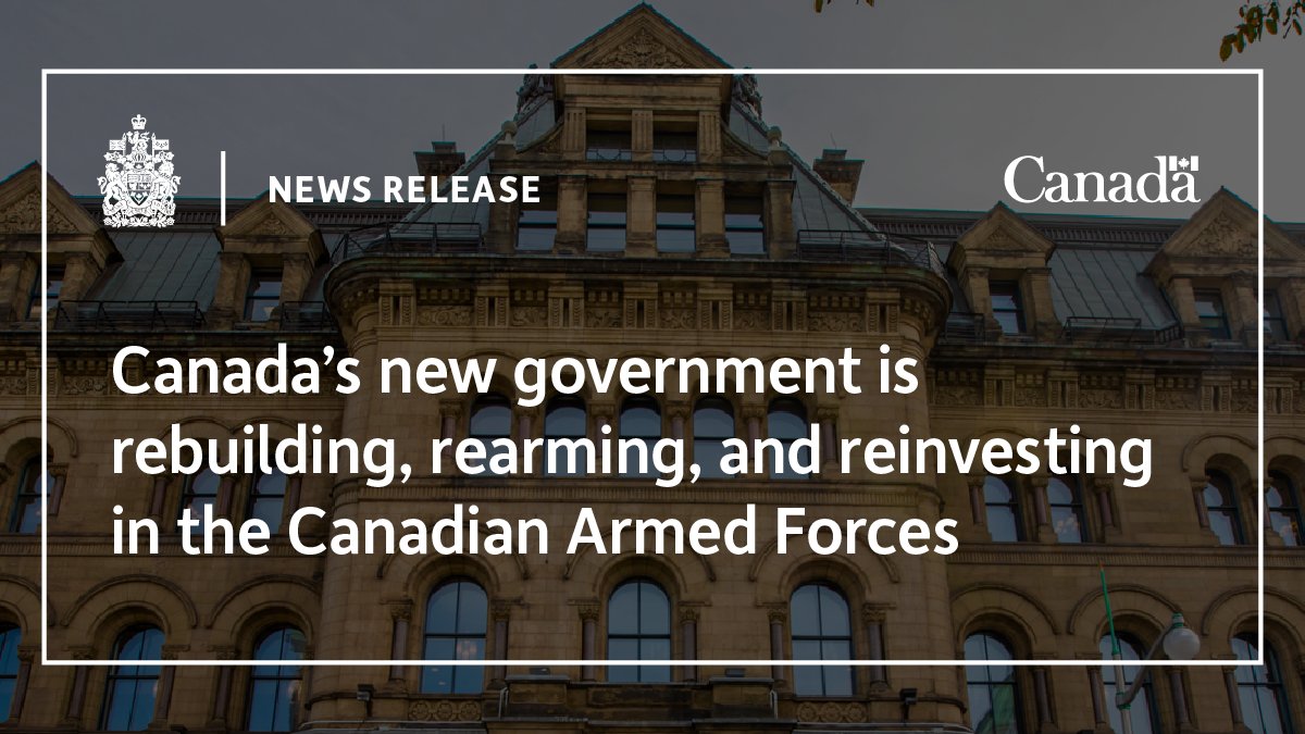 CanadianPM's tweet card. Today, the Prime Minister, Mark Carney, announced that Canada’s new government is rebuilding, rearming, and reinvesting in the Canadian Armed Forces.