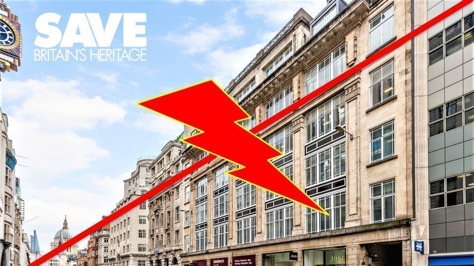 SGArchitecture's tweet card. SAVE FLEET STREET. STOP THE DEMOLITION OF 72-81 FLEET STREET