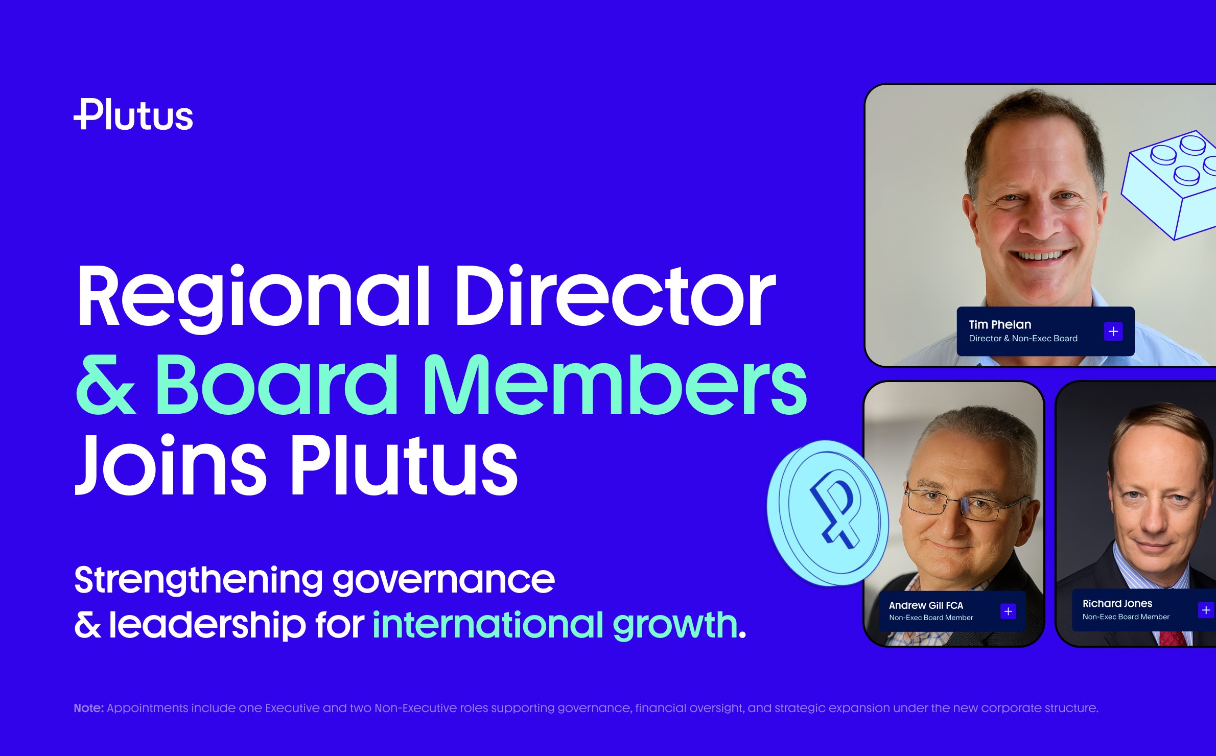 plutus's tweet card. We are delighted to announce the appointment of Tim Phelan as Regional UK Director, joining CEO and Founder Danial Daychopan on the Plutus Board.