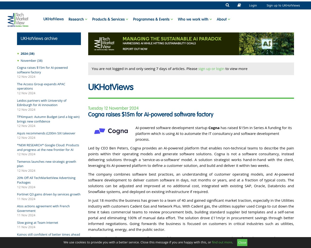 managetech_inc's tweet card. AIパワードソフトウェア開発のスタートアップ企業CognaがシリーズAラウンドで1500万ドルを調達 CEOベ