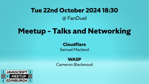 CamBlackwood95's tweet card. We’ll be meeting at **FanDuel** on Freer Street (their new offices, next to the canal), on Tuesday 22nd October, 18:30 for drinks & pizza, a 19:00 start for the talks. Our