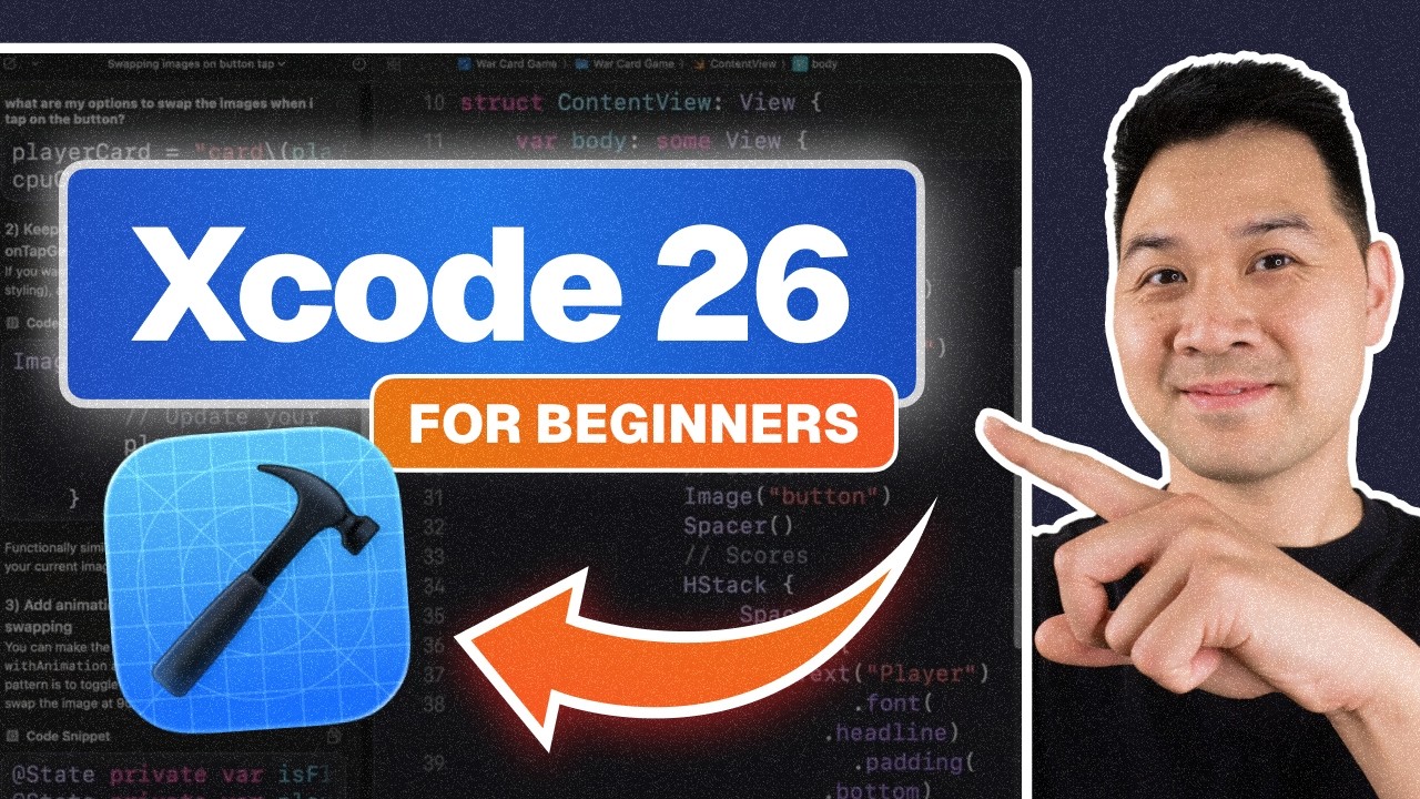 CodeWithChris's tweet card. Xcode 26 Tutorial for Beginners