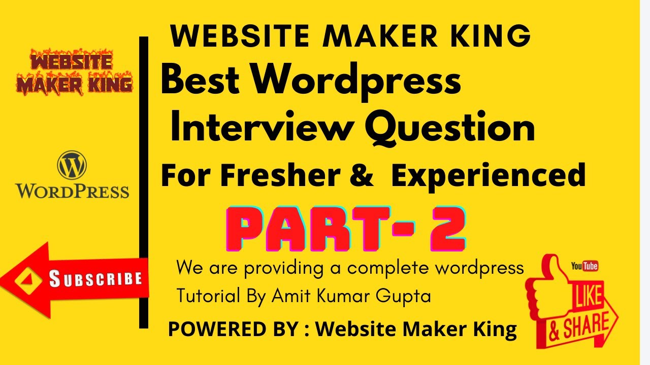 amitjaimatadi's tweet card. Best WordPress interview Question for Fresher & Experienced | WP...