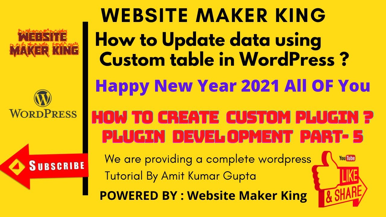 amitjaimatadi's tweet card. How to edit custom table in WordPress | update data in custom table |...