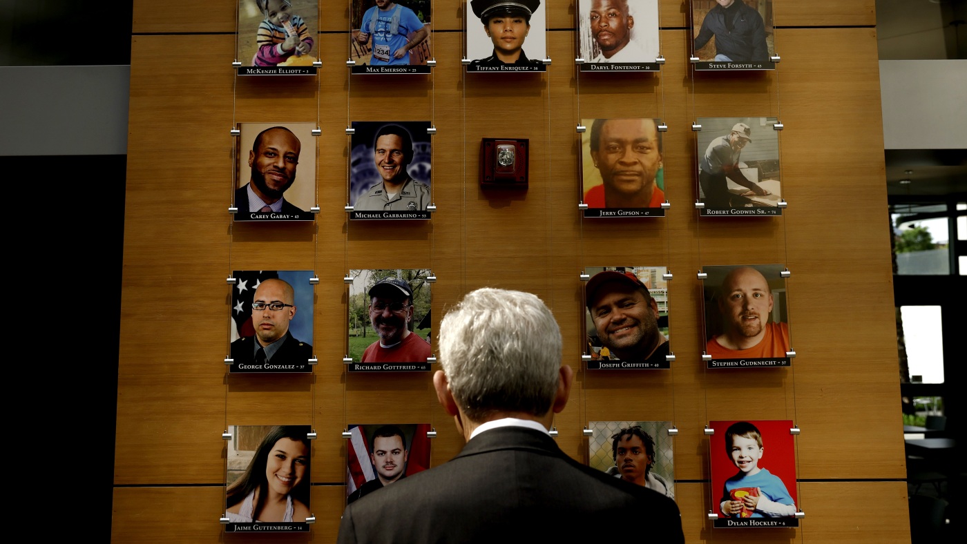 Humanfactor7's tweet card. The Faces of Gun Violence exhibit at the Bureau of Alcohol, Tobacco, Firearms and Explosives (ATF) headquarters showed the portraits of 120 people killed in gun violence in the U.S.