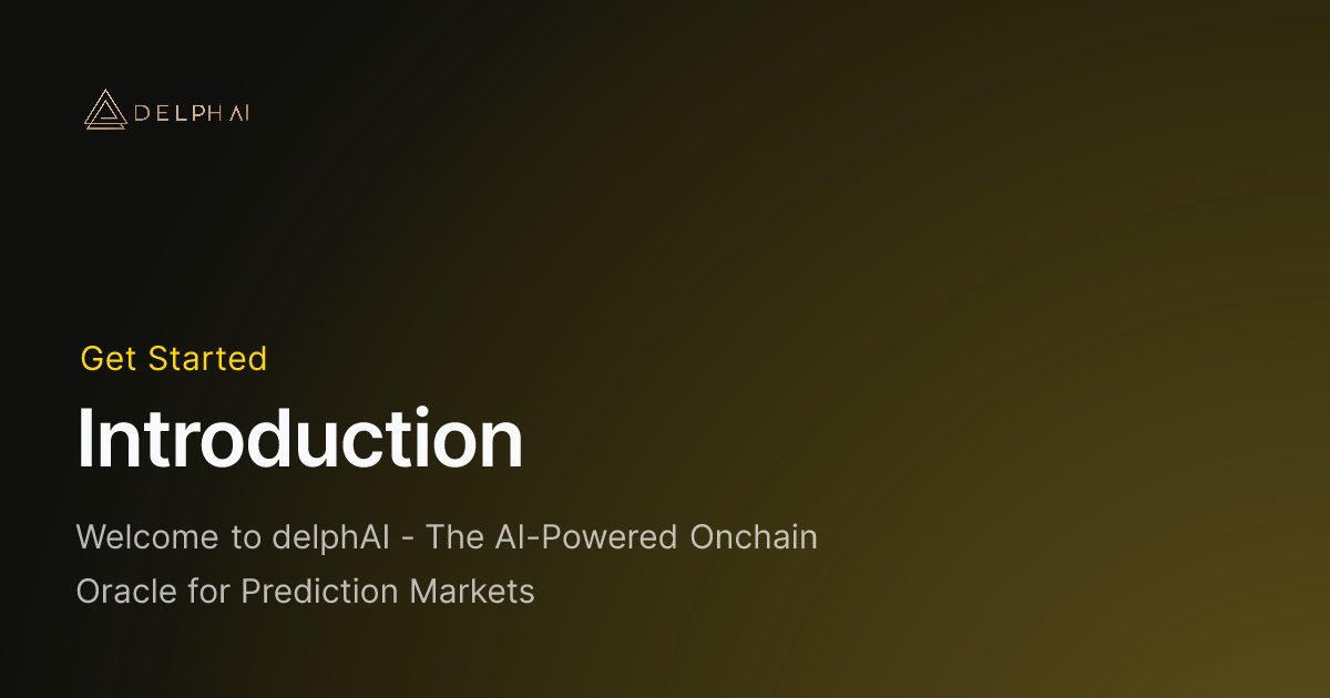 delphai_io's tweet card. Welcome to delphAI - The AI-Powered Onchain Oracle for Prediction Markets