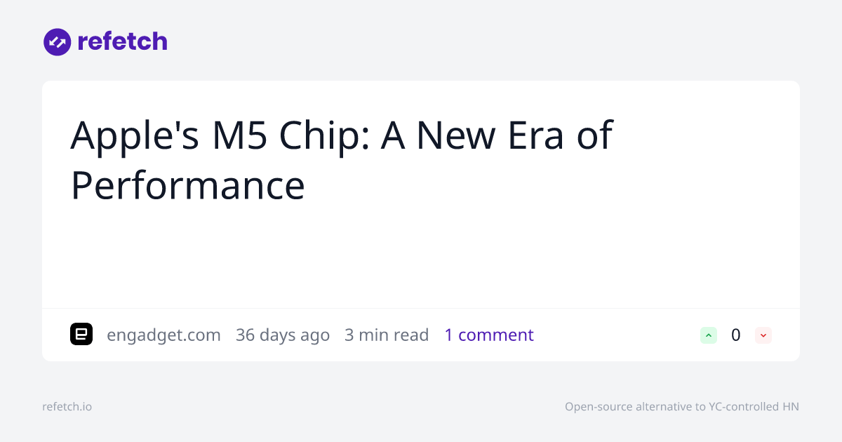refetch_io's tweet card. Discussion about Apple's M5 Chip: A New Era of Performance. Join the conversation on Refetch.