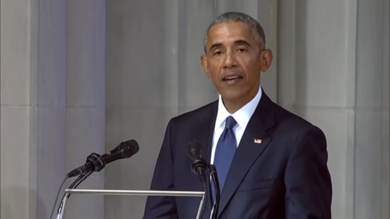 Manitowan's tweet card. President Barack Obama speaks at John McCain's funeral