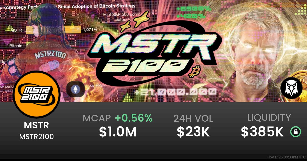 wtf_pd's tweet card. $0.05177 MSTR2100 (MSTR) realtime price charts, trading history and info - MSTR / WETH on Ethereum / Uniswap