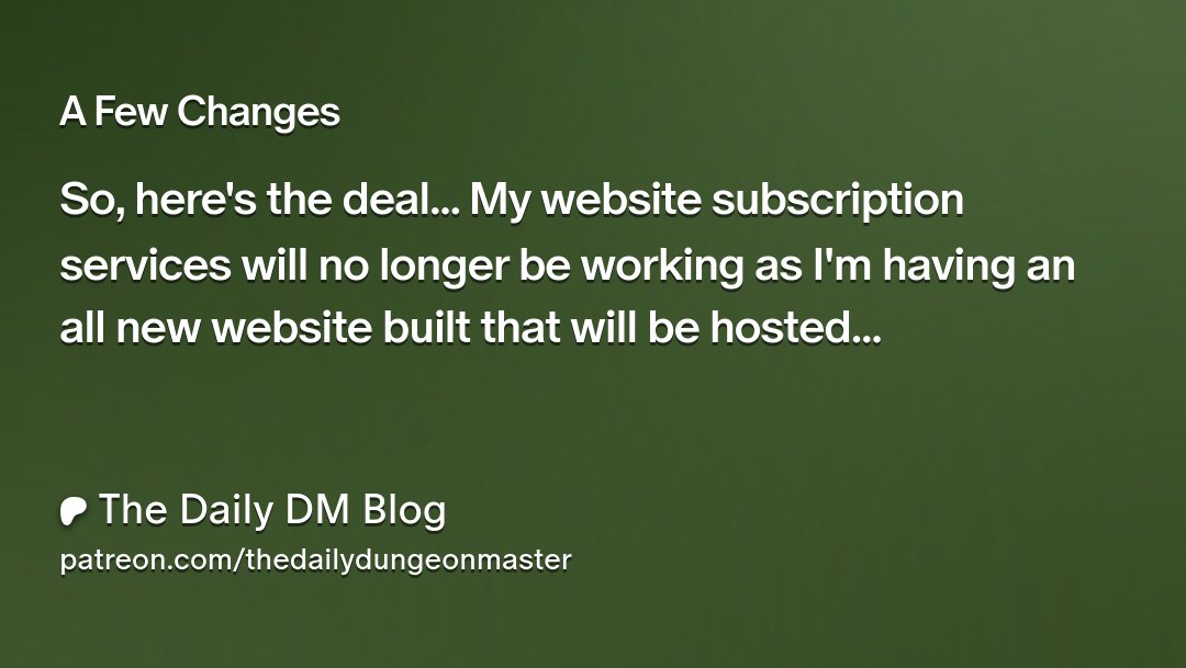 TheDailyDMBlog's tweet card. Get more from The Daily DM Blog on Patreon