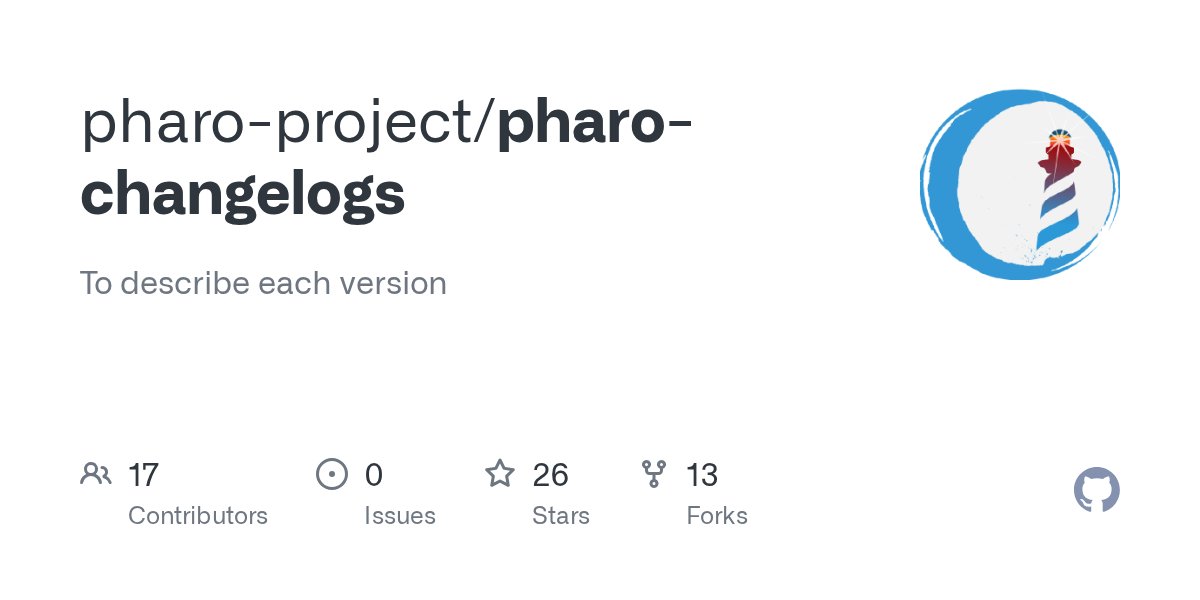 pharoproject's tweet card. To describe each version. Contribute to pharo-project/pharo-changelogs development by creating an account on GitHub.