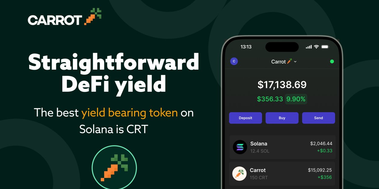 DeFiCarrot's tweet card. We give users the simplest, easy to understand way to participate in DeFi/Crypto without speculation risks with our tokenized yield aggregator, which maximizes earned interest by constantly monitor...
