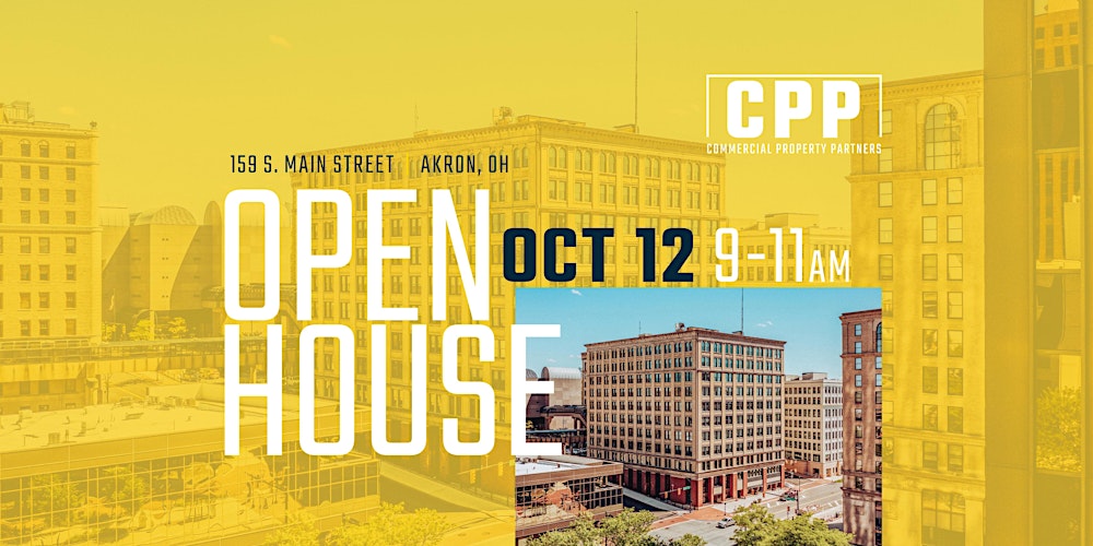 RealEstateCPP's tweet card. 159 S. Main Street, Akron - Open House. Join us on Thursday, October 12th at 9 AM for tours, prizes, meet & greet and more!