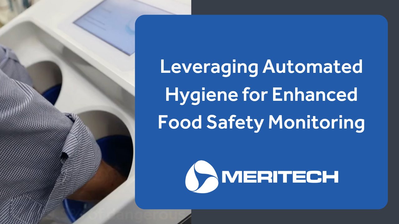 MeritechClean's tweet card. Learn how to leverage automated hygiene for food safety monitoring from the experts at Meritech.