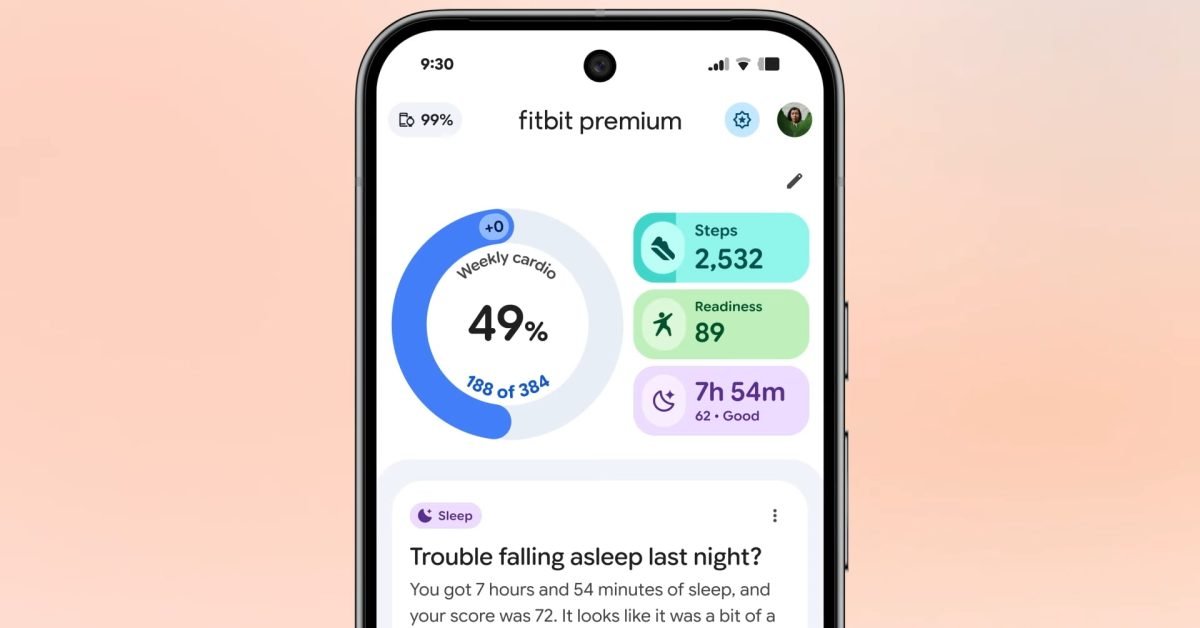 wizconsults's tweet card. Fitbit’s Android app has been redesigned with Material 3, introducing a more fluid, personalized interface and a compact bottom navigation bar for improved user interaction.