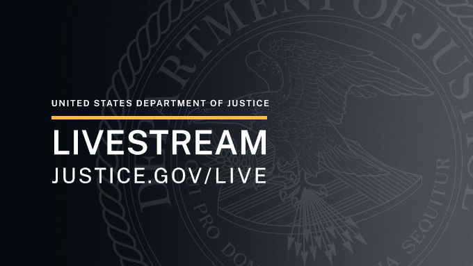 TheJusticeDept's tweet card. DOJ Live