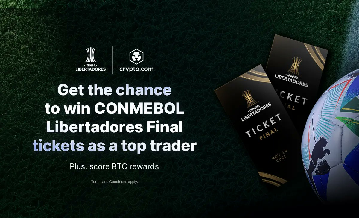 TestnetDevtool's tweet card. Brazil exclusive. Be one of the 100 winners. Score Conmebol Libertadores Final Tickets and BTC Rewards as a Top CRO Trader.