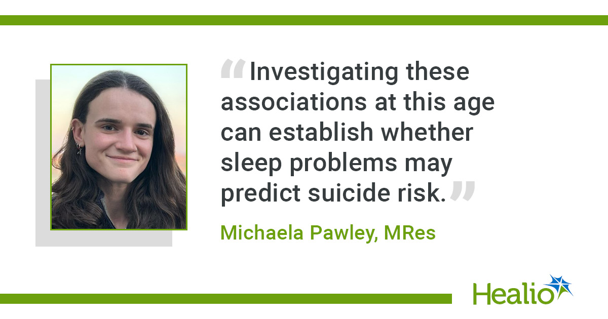 cspyyc's tweet card. Shorter total time in bed during school days and more frequent night awakenings were associated with an elevated suicide risk in U.K. adolescents, according to data published in Sleep Advances.“There...