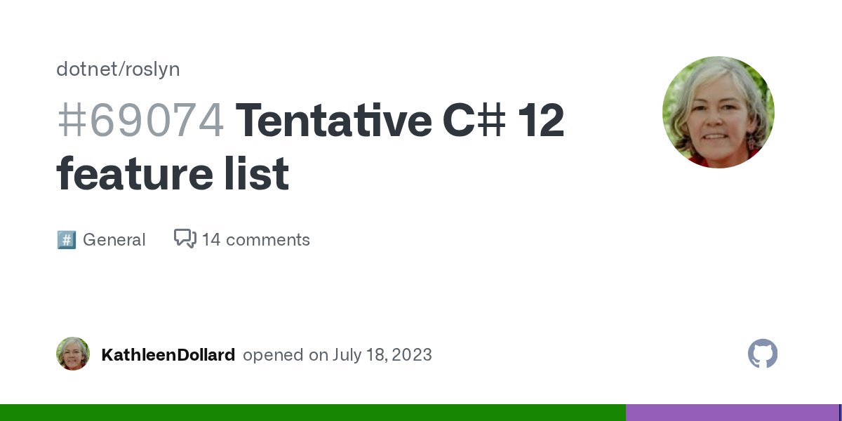 ufcpp's tweet card. As we progress toward release, we want to update you on the features that we anticipate being in C# 12. You can get C# 12 by installing the latest Visual Studio preview or the latest version of the...