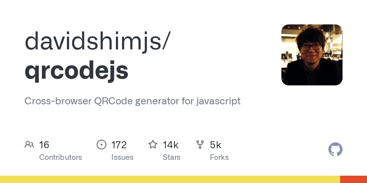 __github__'s tweet card. Cross-browser QRCode generator for javascript. Contribute to davidshimjs/qrcodejs development by creating an account on GitHub.
