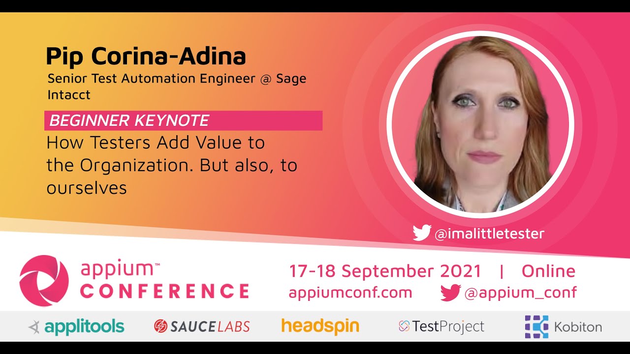 appium_conf's tweet card. How Testers Add Value to the Organization But also, to ourselves by...