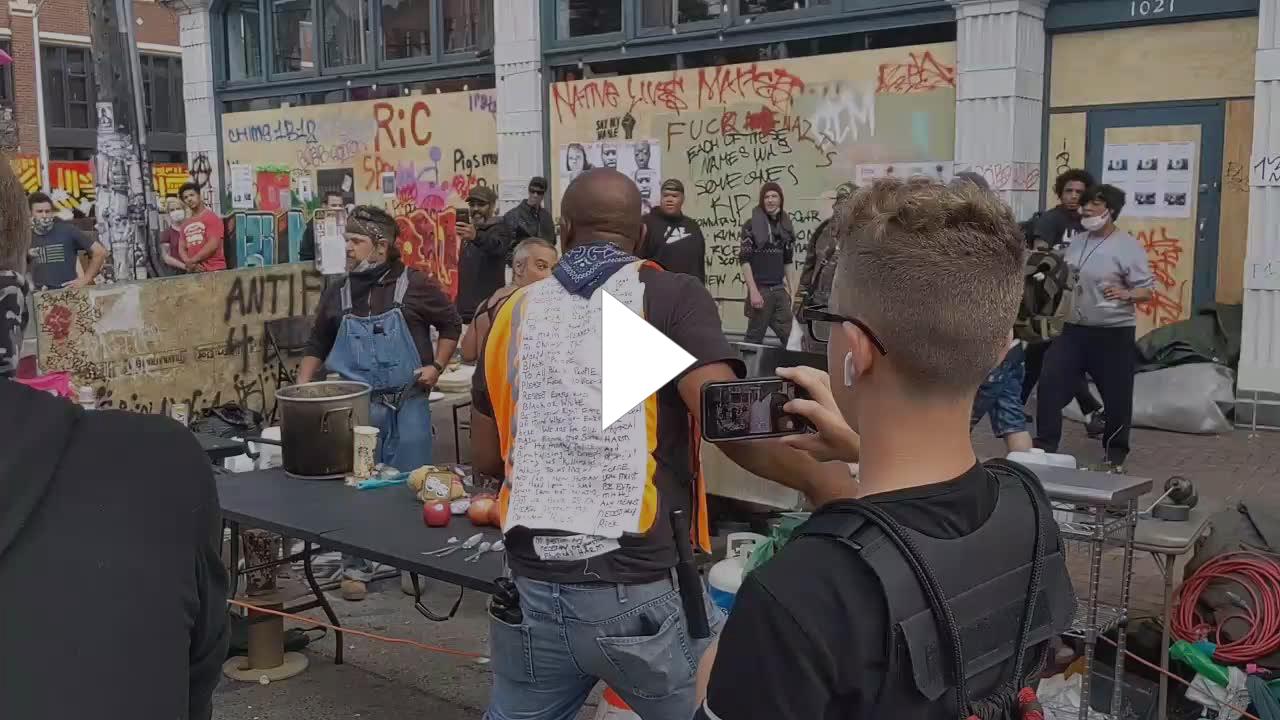 MadCabbageFlow's tweet card. ShawnGui - Seattle CHAZ / CHOP free zone + protests